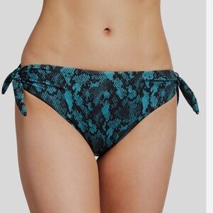 Vitamin A Women's Blue Tracy Recycled Snake-Print Bottom bikini Sz L Swimwear